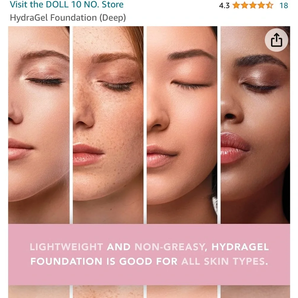 Doll 10 HydraGel Foundation retails $48 New! color Deep - Picture 3 of 6